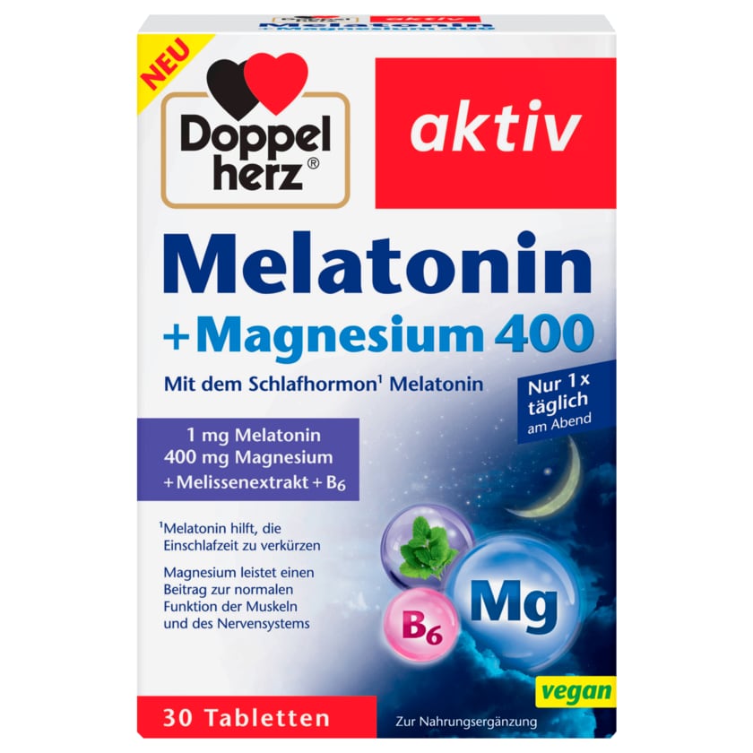 Doppelherz Melatonin + Magnesium 400 vegan 39g, 30 Tabletten